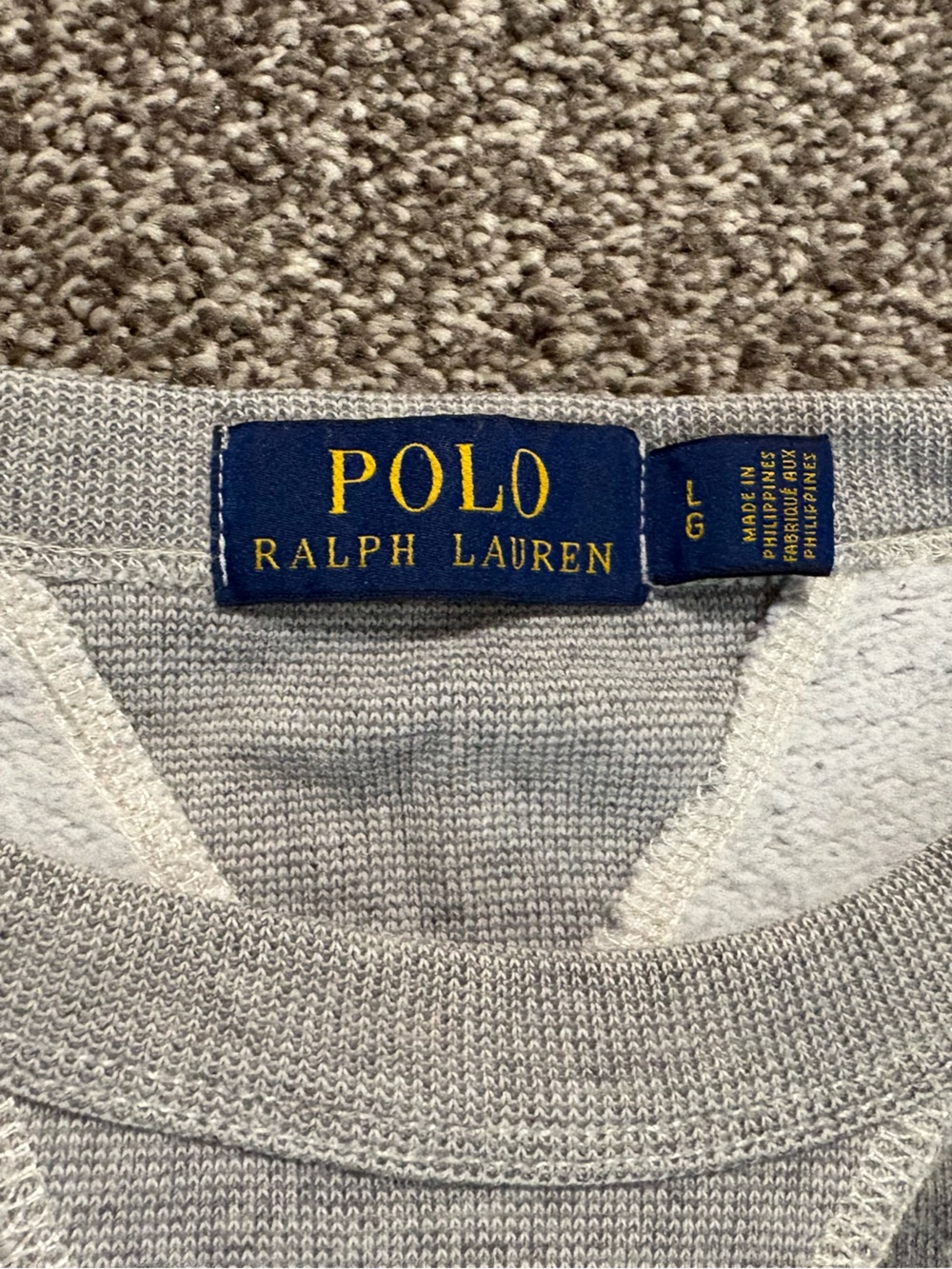 Ralph Lauren Gray Crewneck Sweatshirt with Navy 'POLO 1967' Applique - Picture 3 of 3